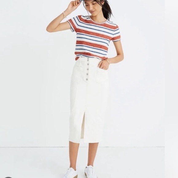 Madewell Dresses & Skirts - Madewell White High-Slit Jean Skirt 27